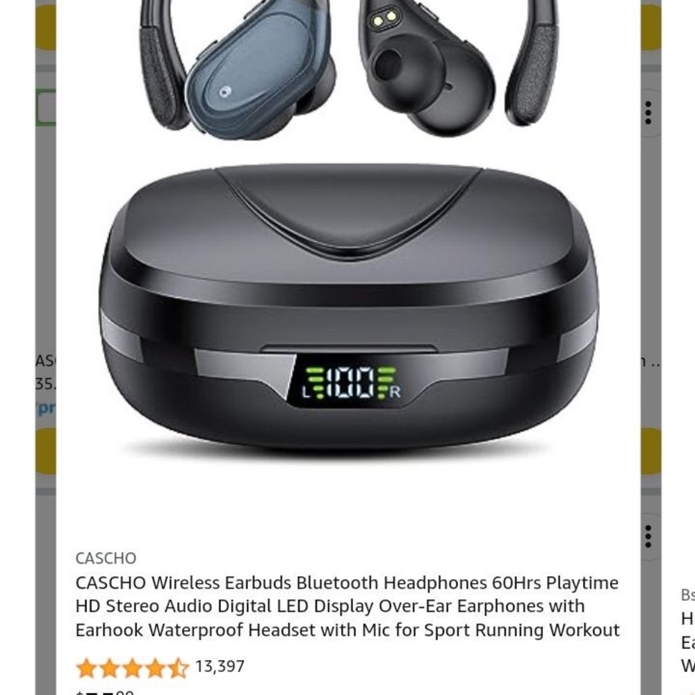 Black wireless earbuds